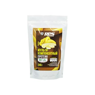 Мультикомпонентный яично-соевый протеин RPS Nutrition вкус Банан, Multicomponent Protein RPS Nutrition Banana Flavor, пакет дой-пак 240г