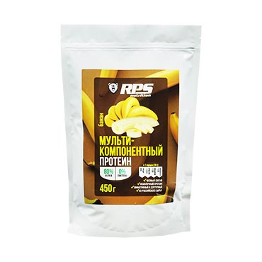 Мультикомпонентный яично-соевый протеин RPS Nutrition вкус Банан, Multicomponent Protein RPS Nutrition Banana Flavor, пакет дой-пак 450г